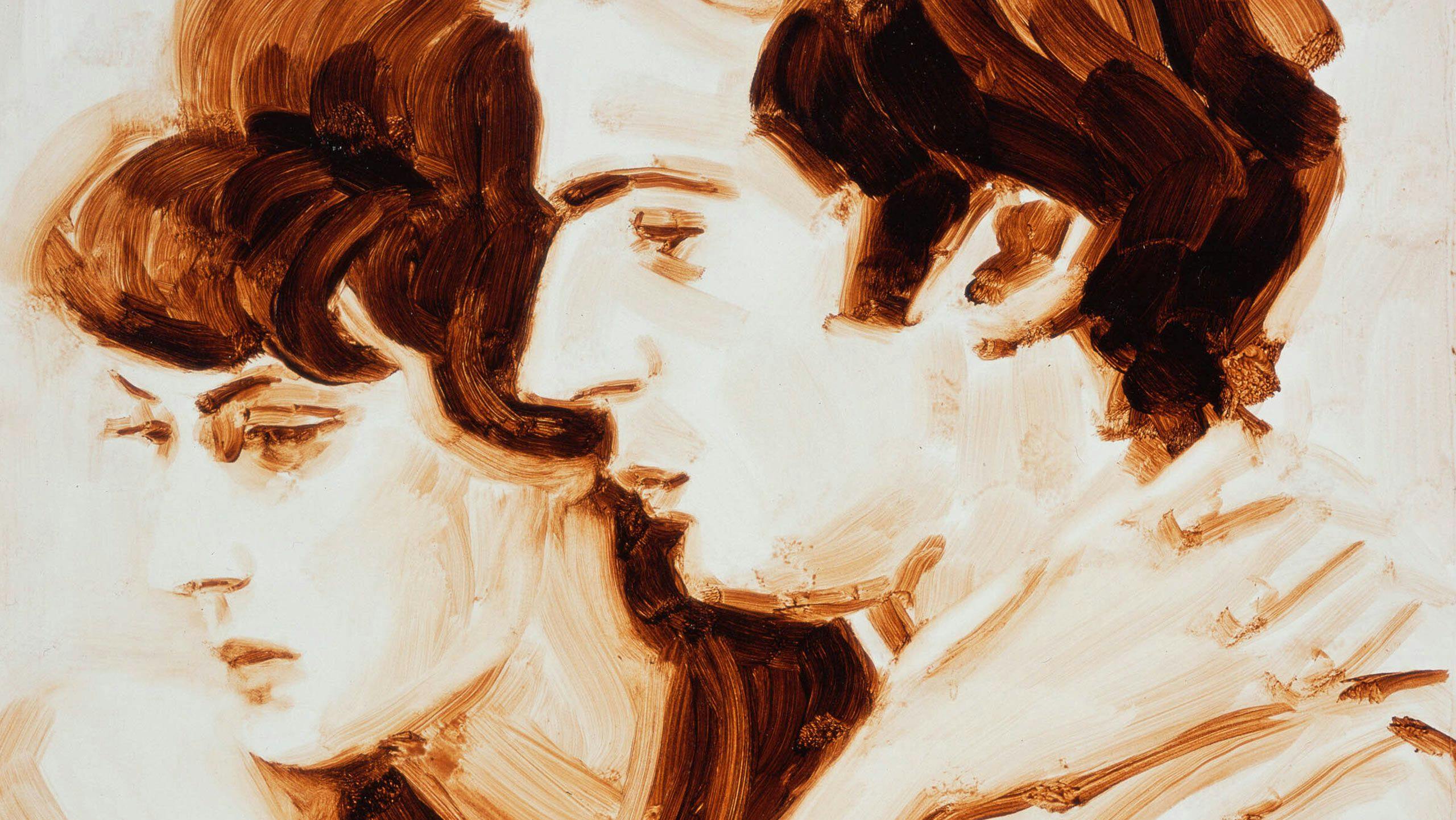 A painting by Elizabeth Peyton titled Jeanne Moreau and François Truffaut (The Bride Wore Black), dated 2005.